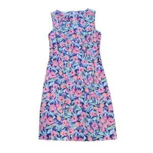 Talbots Pink White Sleeveless Tropical Floral Sheath Dress